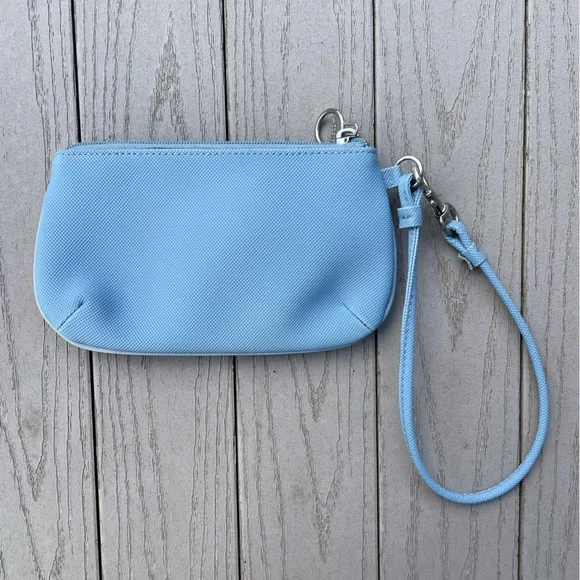 Lacoste Baby Blue Zip Clutch Wristlet Bag Purse Pouch Wallet - Picture 5 of 9